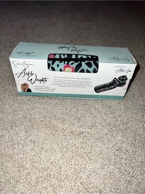 Jessica Simpson Aqua Pink Black Leopard Print Ankle Weights